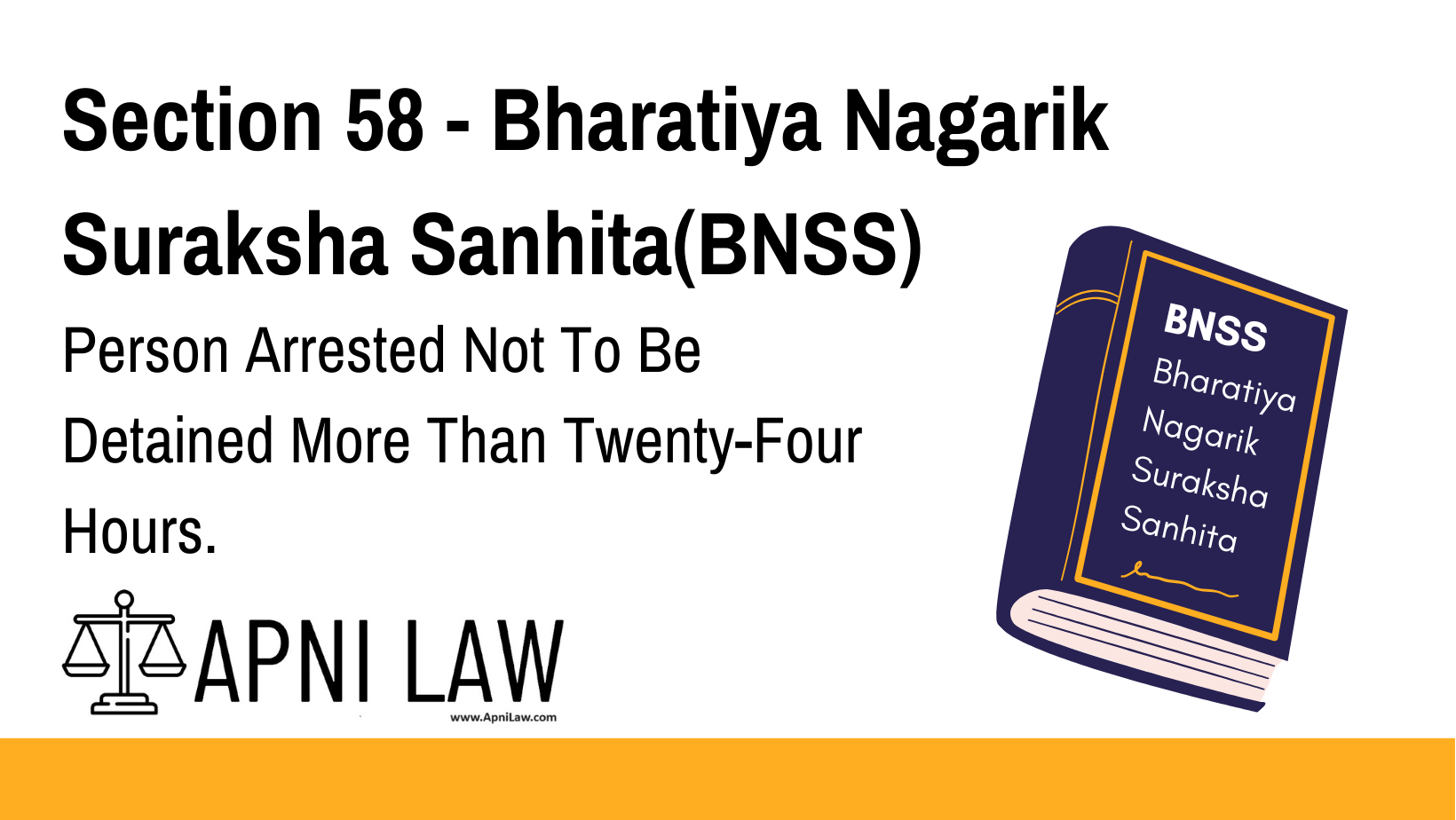 Section 58 - Bharatiya Nagarik Suraksha Sanhita(BNSS) - Person Arrested Not To Be Detained More Than Twenty-Four Hours