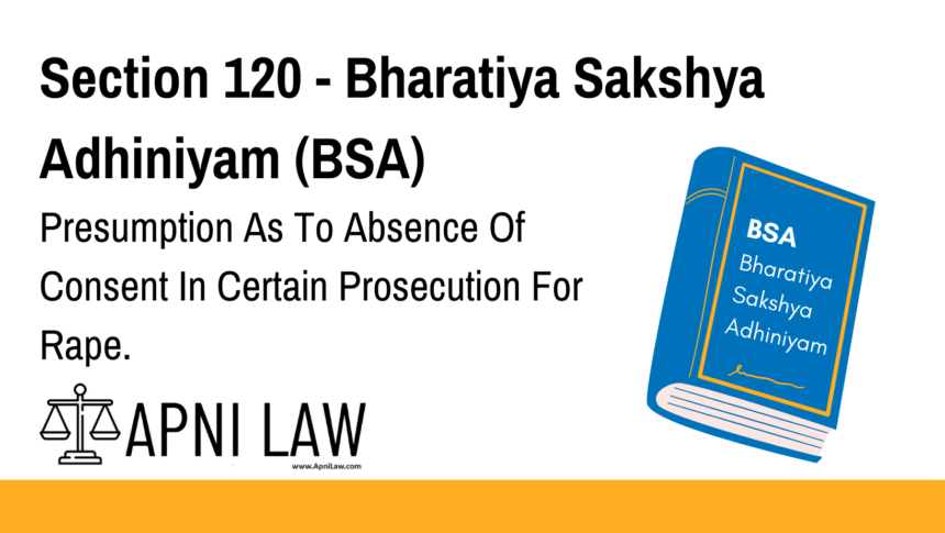 Section 120 - Bharatiya Sakshya Adhiniyam (BSA) - Presumption As To Absence Of Consent In Certain Prosecution For Rape